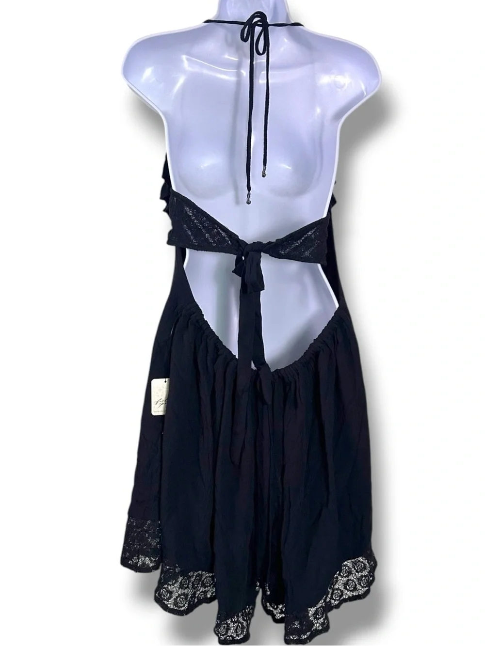 Free People Ethereal Dainty Ruffle Lace Feeling Floral Romper in Black Small NWT